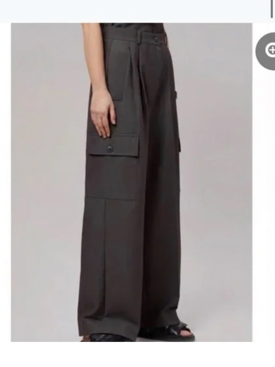The Frankie Shop Pants - The Frankie Shop Daytona Pleated Wide Leg Trousers Khaki Taupe/grey Size S